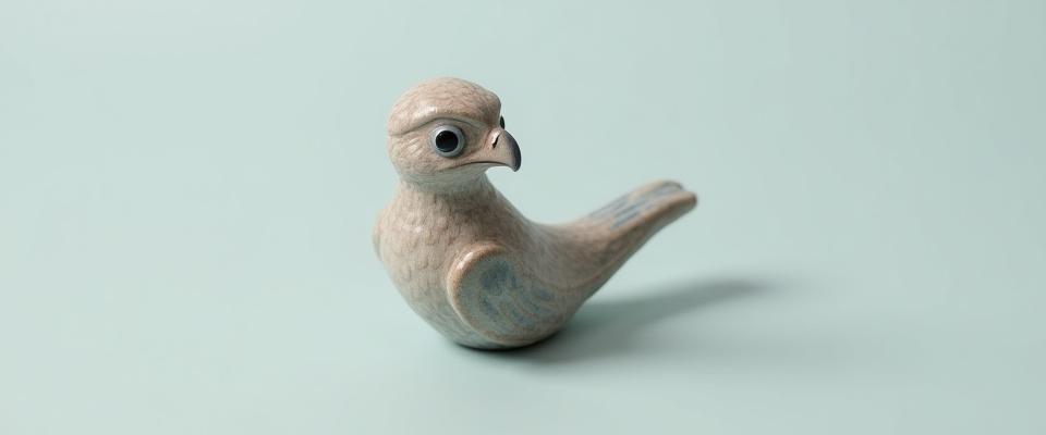 Exquisite Keramik-Vogel-Figur mit filigranen Details